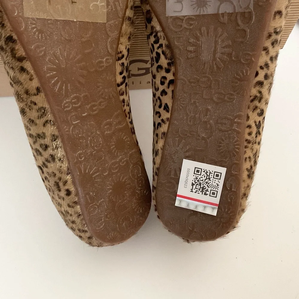 UGG ALLOWAY METALLIC LEOPARD CALF HAIR Ballet Flats Shoes NEW - Picture 14 of 15